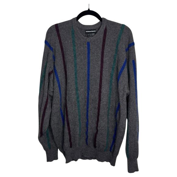 Vtg Neiman Marcus Sweater Mens XL Cashmere Crewneck Striped Made in Scotland - Picture 1 of 8